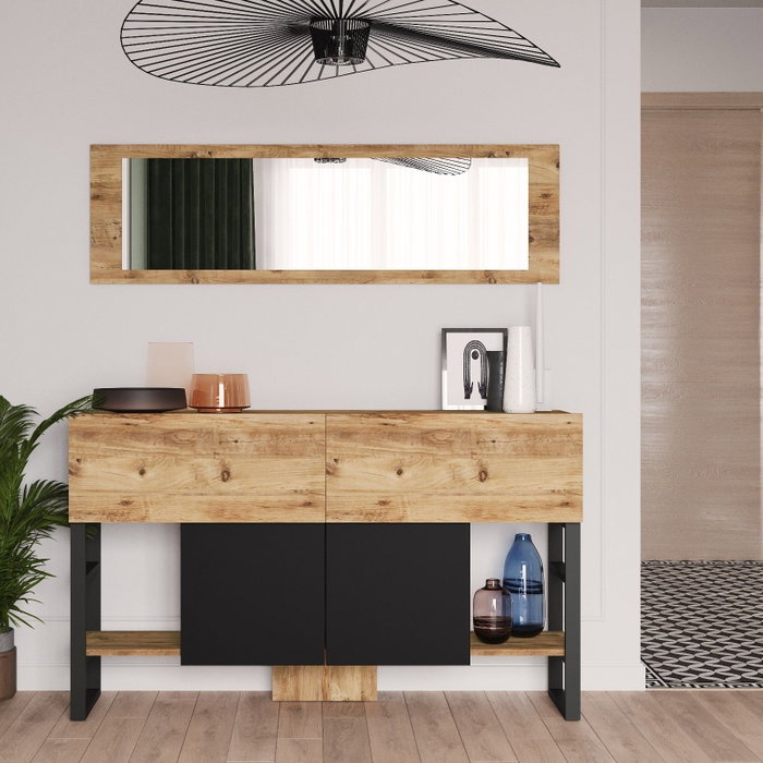 Hanah Home Ml26-A Consola Pino Atlántico Moderna Industrial 139x83.6x43.3 cm